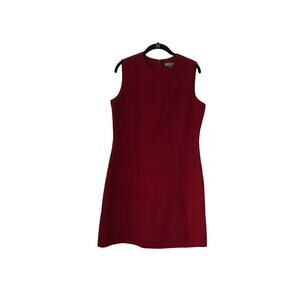 Kate Hill Dress Womens Size 10 Red Wool Blend Sleeveless Crewneck Sheath